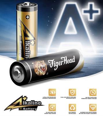 pilas alcalinas en cabeza de tigre